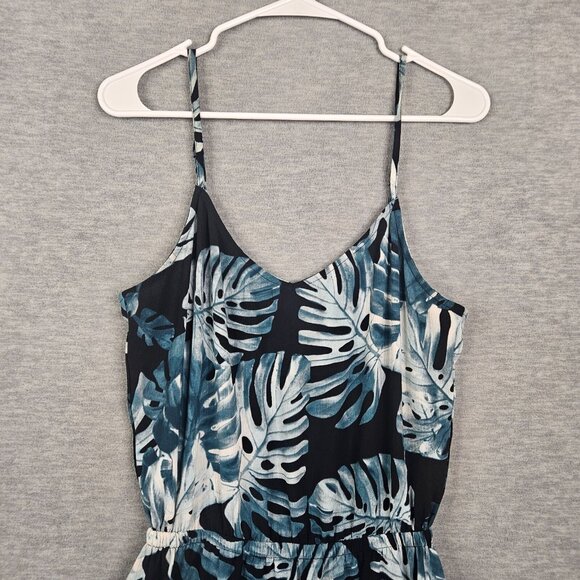Show Me Your Mumu Women's Tropical Leaf Print Romper Blue White Adjustable Sz S - Picture 5 of 11